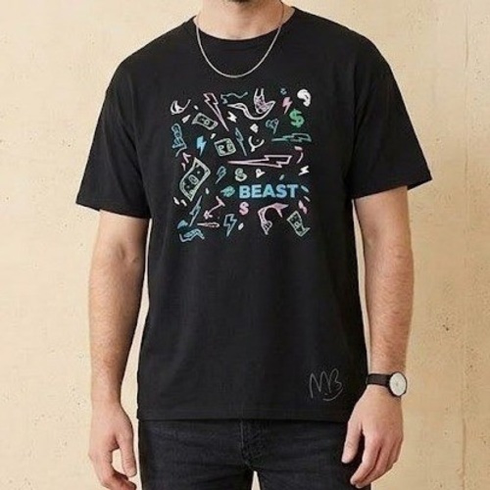 Limited Edition MrBeast Signed 24-Hour Livestream T-Shirt  L Authentic Autograph